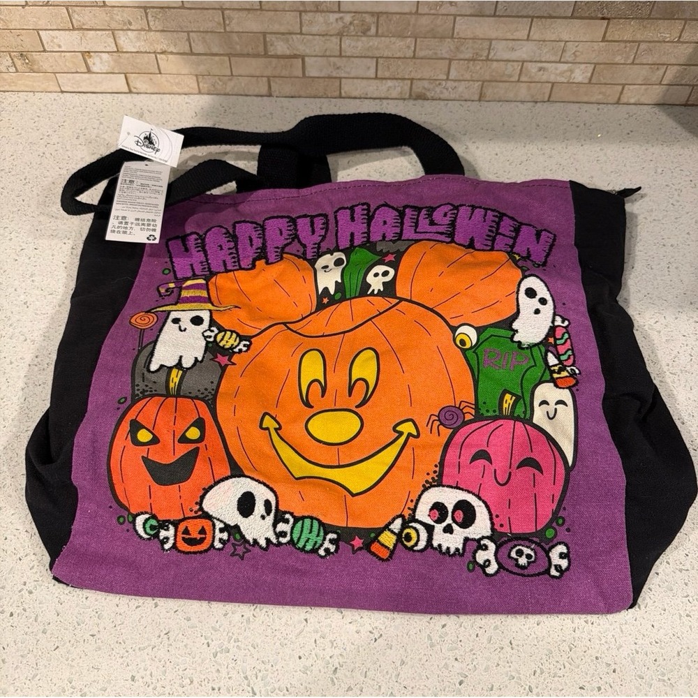 Disney Happy Halloween Mickey Mouse Pumpkin Ghost Tote‎ Bag 2022 New with Tags